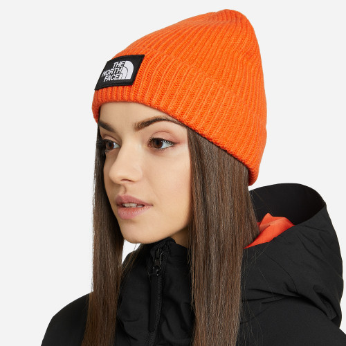 Orange north face beanie discount